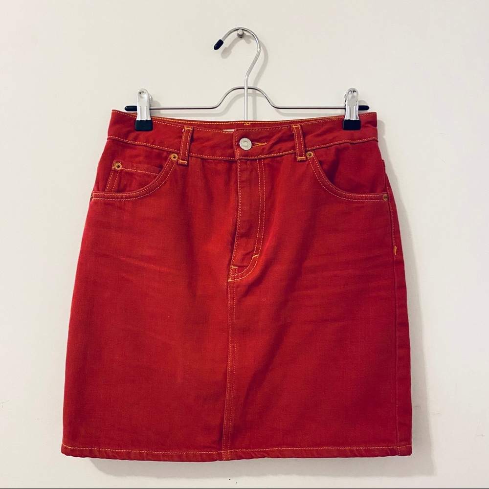 🍒 Red denim mini skirt 🍒